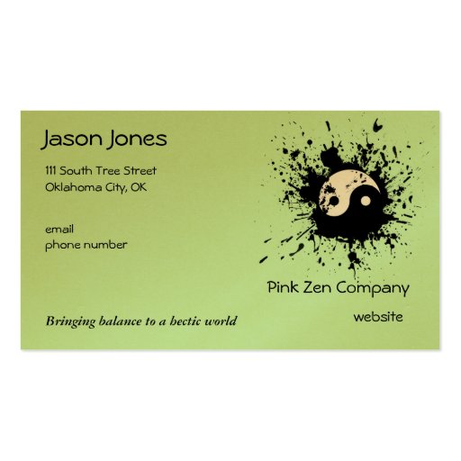 Paintball Yin-Yang Splat! Business Cards (front side)