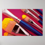 Paintbrushes in various shapes posters