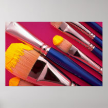 Paintbrushes in various shapes posters