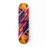 Paintbrushes in various shapes skate board
