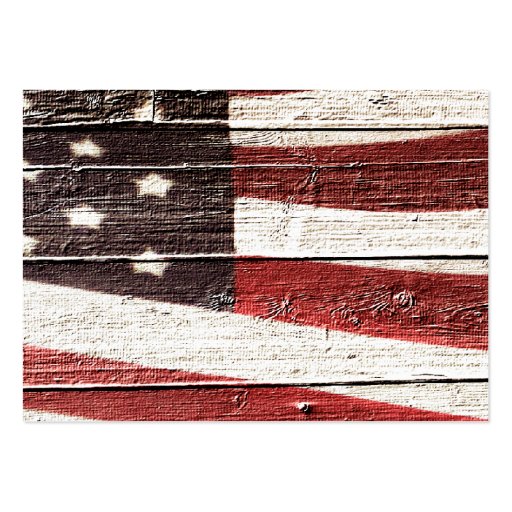 Painted American Flag on Rustic Wood Texture Business Card Templates (front side)