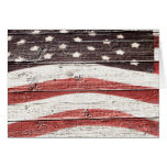 Painted American Flag on Rustic Wood Texture Greeting Cards