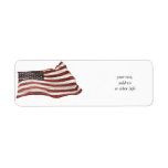Painted American Flag on Rustic Wood Texture Return Address Label
