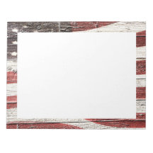 Painted American Flag on Rustic Wood Texture Memo Notepad