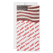 Painted American Flag on Rustic Wood Texture Photo Card