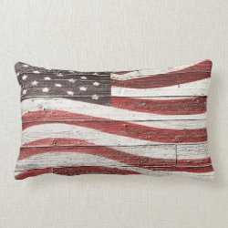 Painted American Flag on Rustic Wood Texture Pillows