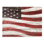 Painted American Flag on Rustic Wood Texture Post Cards