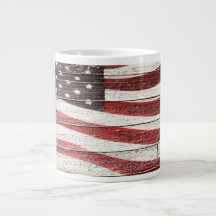 Painted American Flag on Rustic Wood Texture Extra Large Mugs