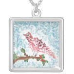 Painted Bird On Branch Custom Necklace