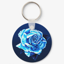 Painted Blue Rose keychains