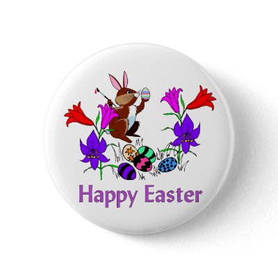 Painted Bunny Eggs Pinback Buttons by orsobear
