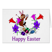 Painted Bunny Eggs Greeting Card