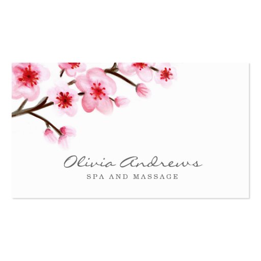 Painted Cherry Blossoms Business Cards (front side)
