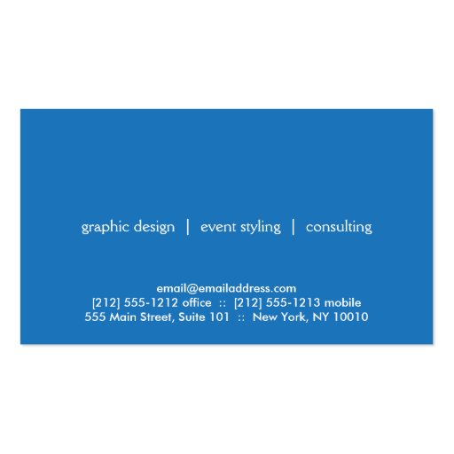PAINTED CIRCLE LOGO in BLUE Business Card Templates (back side)