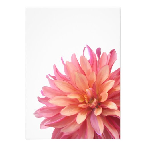 Painted Dahlia Flower in Pink and Coral Invitation