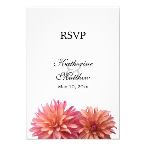 Painted Dahlia Flower in Pink and Coral RSVP Cards Invite