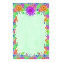 Painted Dahlias Flame Stationery