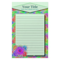 Painted Dahlias Lined Stationery by wingedturtle Painted Dahlias Lined Stationery