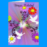 Painted Daisys and Doves Birthday Card cards