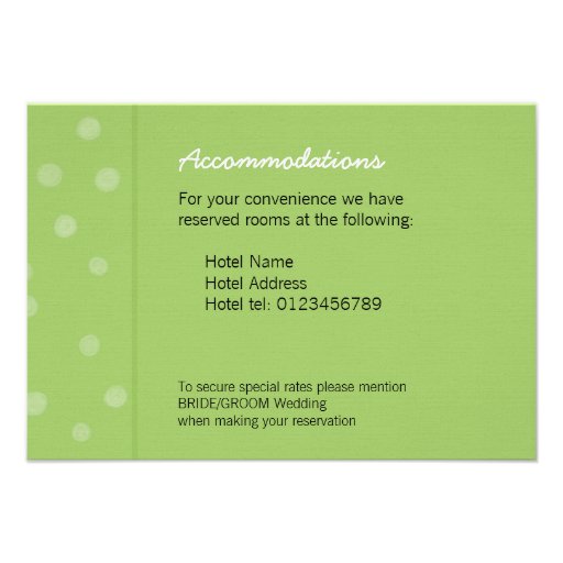 Painted Dots green Wedding Enclosure Card Personalized Announcements