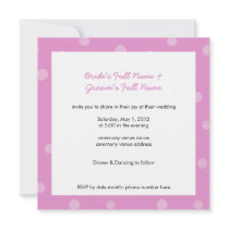 Painted Dots pink white Wedding Invitation