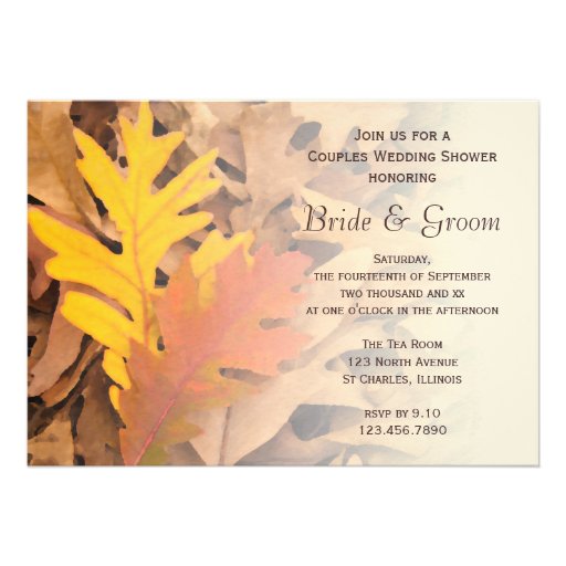Painted Fall Leaves Couples Wedding Shower Invite