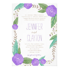 Painted Florals Wedding Invitations Custom Invitations