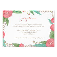 Painted Florals Wedding Reception Card Personalized Invites
