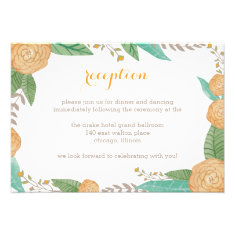 Painted Florals Wedding Reception Card Custom Announcements