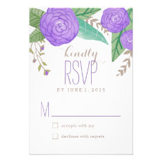 Painted Florals Wedding Response / RSVP Cards Personalized Invitation