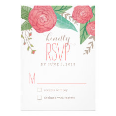Painted Florals Wedding Response / RSVP Cards Custom Announcements