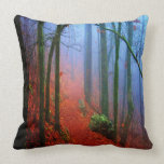 Painted Forest Autumn Blue Fog Square Pillow