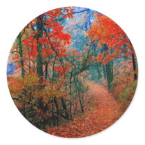 Painted Forest Autumn Flame Watercolor Gifts Round Stickers