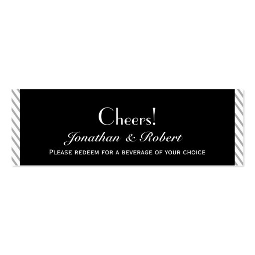 Painted Groom Silhouette Gay Wedding Drink Tickets Business Card (front side)