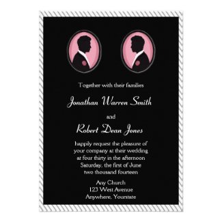 Painted Groom Silhuettes Gay Wedding Invitation