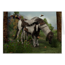 Painted Horse and Foal Card
