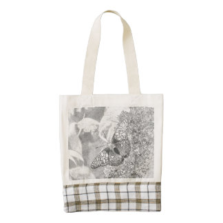 Painted Lady Butterfly Gray Sketch Effect Zazzle HEART Tote Bag