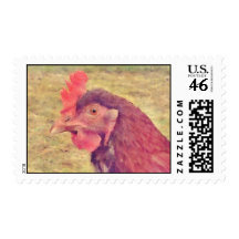 Painted Little Red Hen Stamps