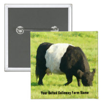 Painted Look Belted Galloway Cow in Field Button