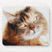 Painted Maine coon cat  Card Mouse Pad