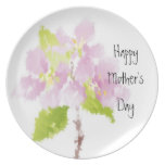 Painted Pink Flowers Mother's Day Plates