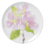 Painted Pink Flowers Plates