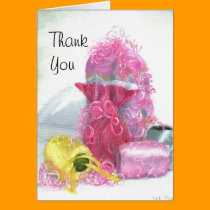 Painted Pink Yellow Gifts, Ribbon Thank You Card cards