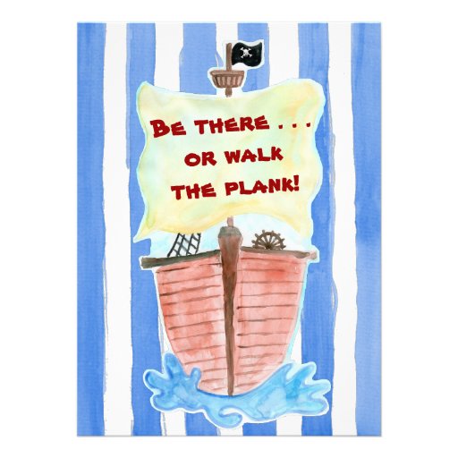 Painted Pirate Ship Birthday Invitation