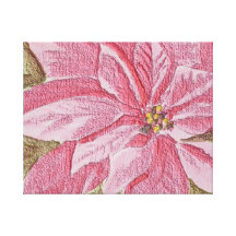 Painted Poinsettia Christmas Flower Canvas Print