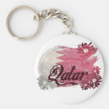 Painted Qatar Flag Key Chain