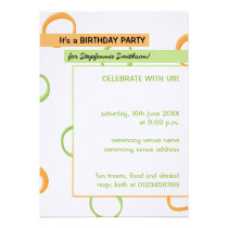 Painted Retro Circles green2 Birthday Party Invite invitations