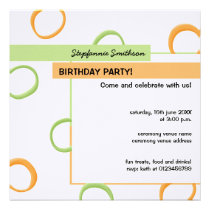 Painted Retro Circles green Birthday Party Invite invitations