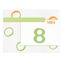 Painted Retro Circles green Table Place Card Postcards