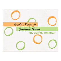 Painted Retro Circles green Wedding Postcard
